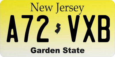 NJ license plate A72VXB