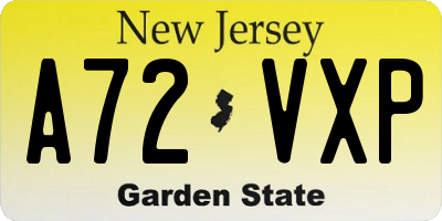 NJ license plate A72VXP