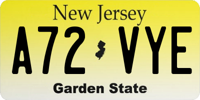 NJ license plate A72VYE