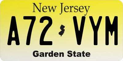 NJ license plate A72VYM