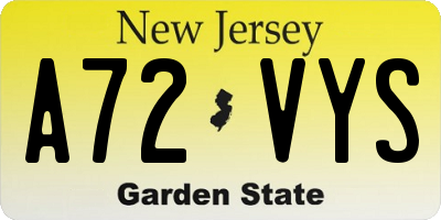NJ license plate A72VYS
