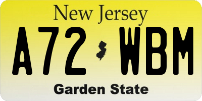 NJ license plate A72WBM