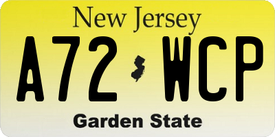 NJ license plate A72WCP
