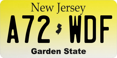 NJ license plate A72WDF