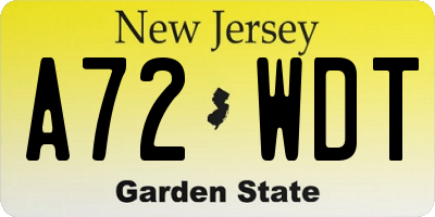 NJ license plate A72WDT