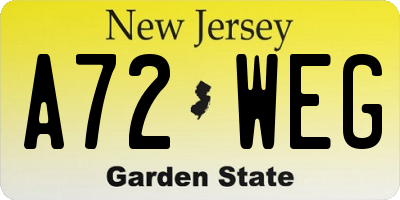 NJ license plate A72WEG