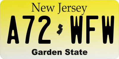 NJ license plate A72WFW