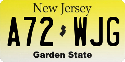 NJ license plate A72WJG