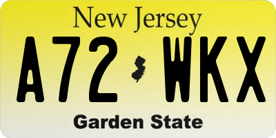 NJ license plate A72WKX