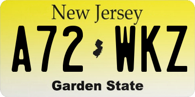 NJ license plate A72WKZ