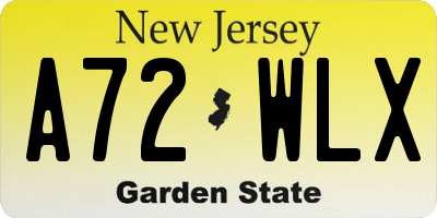 NJ license plate A72WLX
