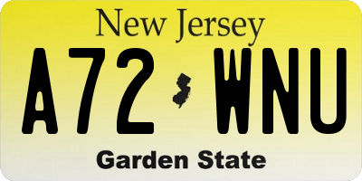 NJ license plate A72WNU