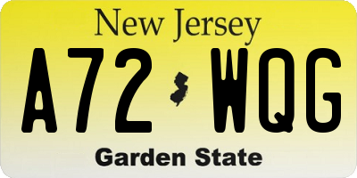 NJ license plate A72WQG