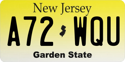 NJ license plate A72WQU