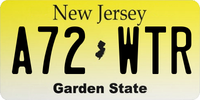 NJ license plate A72WTR
