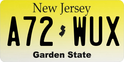 NJ license plate A72WUX