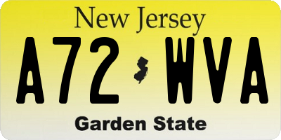 NJ license plate A72WVA