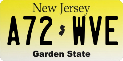 NJ license plate A72WVE