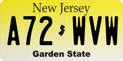 NJ license plate A72WVW