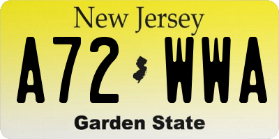 NJ license plate A72WWA