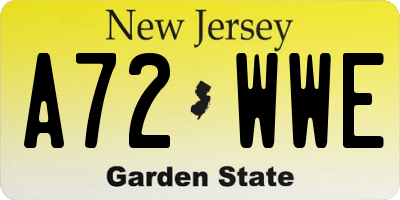 NJ license plate A72WWE