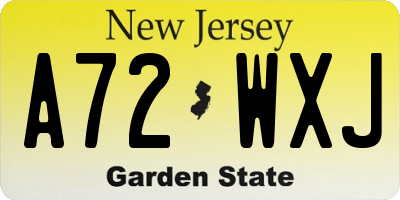 NJ license plate A72WXJ