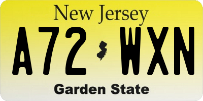 NJ license plate A72WXN
