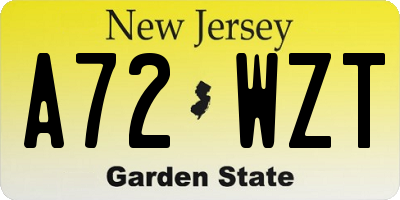 NJ license plate A72WZT