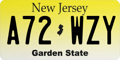 NJ license plate A72WZY