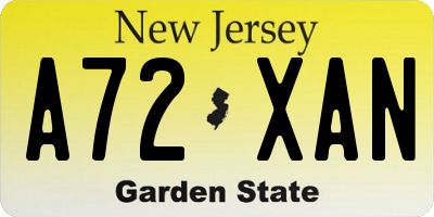 NJ license plate A72XAN