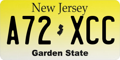 NJ license plate A72XCC