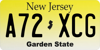 NJ license plate A72XCG