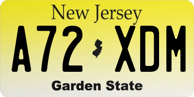 NJ license plate A72XDM