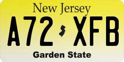 NJ license plate A72XFB