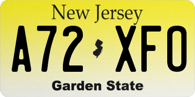 NJ license plate A72XFO