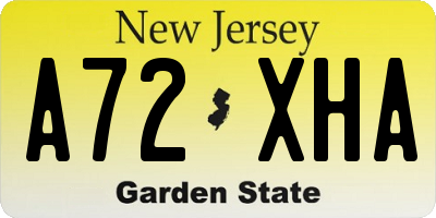 NJ license plate A72XHA