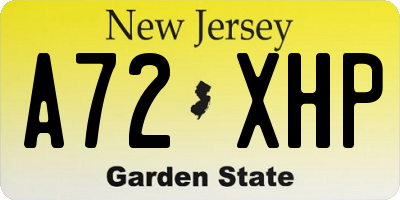 NJ license plate A72XHP