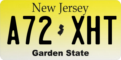 NJ license plate A72XHT