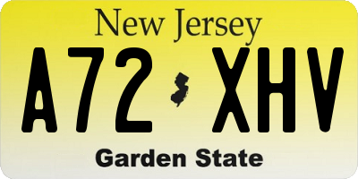 NJ license plate A72XHV