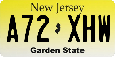 NJ license plate A72XHW
