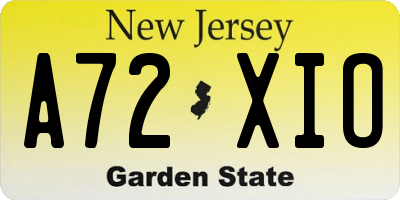 NJ license plate A72XIO
