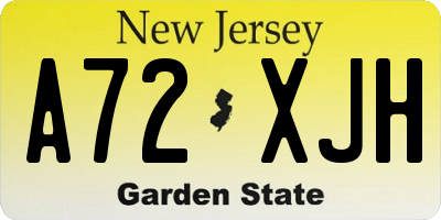 NJ license plate A72XJH