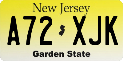 NJ license plate A72XJK