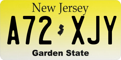 NJ license plate A72XJY