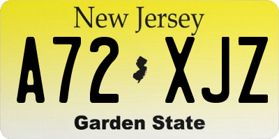 NJ license plate A72XJZ