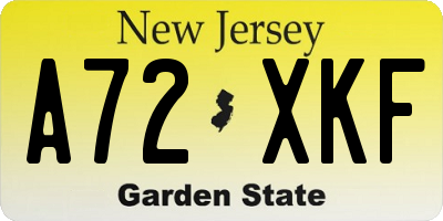 NJ license plate A72XKF