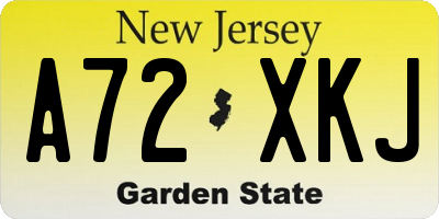 NJ license plate A72XKJ