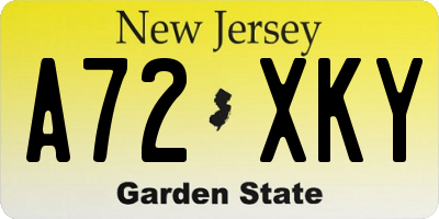 NJ license plate A72XKY
