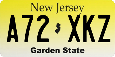 NJ license plate A72XKZ