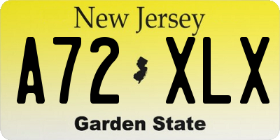 NJ license plate A72XLX